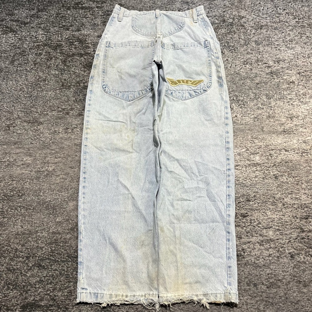JNCO Jeans The Low Down Mens 30x33  Blue Distressed Baggy‎ Wide Leg Vintage 90s